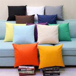 18x18 inches plain dyed 8 oz cotton canvas throw pillow case blank home decor pillow cover245t