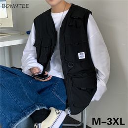 Men's Vests Men Spring Plus Size 3XL Patchwork Pockets Cargo Sleeveless Outwear Male Loose Harajuku Allmatch Simple Personal Students 230919