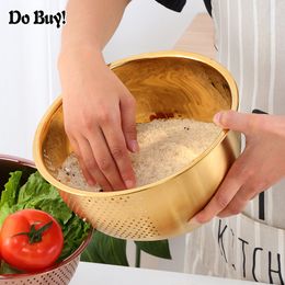 Cooking Utensils 1 Pcs Strainer Basket Rice Stainless Steel Washing Filter Rose Gold Strainer Colorful Basket Sieve Drainer Kitchen Gadget 230920