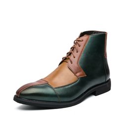 Sivri uçlu beyefendi erkekler elbise botları gerçek deri erkekler günlük ayak bileği botları tasarımcı erkek iş botları artı 38-48 erkek parti ayakkabıları için 38-48