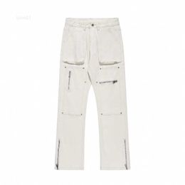 Gaojie Chaopai Vibe Industria pesante Attrezzatura funzionale Rivetto Design con cerniera Micro corno Jeans casual99t4