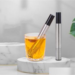 Coffee Tea Tools Stainless Steel Infuser Strainer Stick Pipe Design Teaware Portable Teas Philtre Loose Leaf Strainers Drop Deliver Dhbtw