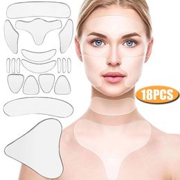 Face Massager 18 Skin Lifting Patches Reusable Silicone Anti-wrinkle Face Forehead Cheek Chin Sticker Anti Ageing Wrinkle Remover Strips 230919