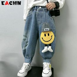 Jeans EACHIN Baby Boys Cartoon 2023 Spring Autumn Fashion Kids Ripped Children Long Denim Pants Clothes for Teenagers 230920