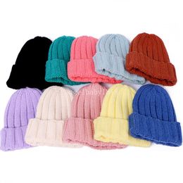 Thicken Children Winter Knitted Bonnet Candy Colours Korean Style Kids Crocheted Skullcap Baby Knit Warm Beanie Girl Boy Knit Hat