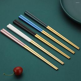 Chopsticks Chinese Japanese Korean Style Eating Non-Slip Cooking Stainless Steel Flatware Tableware Kitchen Utensils