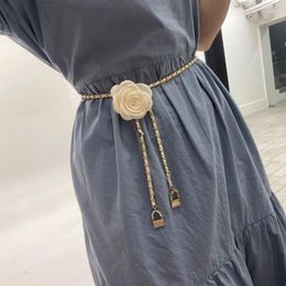 Belts Golden Camellia Women's Dress Jeans Waist Chain Girls Ladies Belt Jewellery Accessories Fashion Body 2023 Style