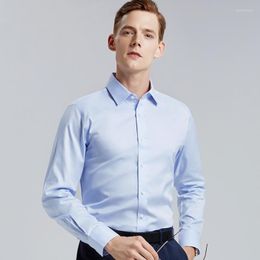 Men's Dress Shirts Non-Iron Cotton Men Solid Plus Size Social Formal Shirt Mens Long Sleeve Regular Fit Striped