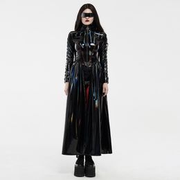 Women's Trench Coats PUNKRAVE Punk Rock Laser Long Jacket Rococo Cool Fashion Hoodies Knife Split Stage Performance Party Costume 230920
