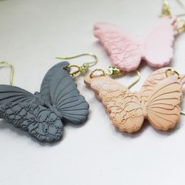 Dangle Earrings Printed Flower For Women Girls Fashion Geometry Pendant Earring Polymer Clay Handmade Drop Jewellery Gifts