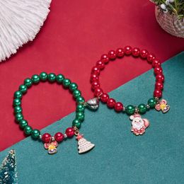 Strand 2Pcs Heart Magnet Bracelets Set For Lovers Santa Claus Tree Pendant Couple Bracelet Friendship Fashion Jewelry Christmas Gift