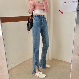 Women's Jeans N4708 Style Split Wide-legged High-waist All-match Straight-leg