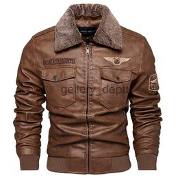 Men's Jackets Winter Warm Men's Fleece Leather Jacket Slim Fit Fur Lined Outwear Casual Zipper PU Coat Thermal Male Biker Motorcycle Jackets J230920