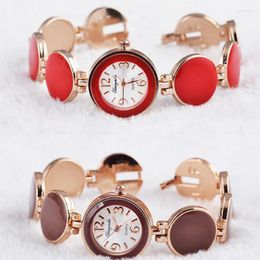 Wristwatches UTHAI W65 Women's Bracelet Watch Korean Edition Cute Pink Circle Temperament Casual Fashion Quartz Wristwatch Girls' Clock Gift