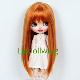 Doll Bodies Parts 9-10 inch Blyth Wig Long Carrot Orange Straight Hair 230920