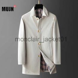 Men's Trench Coats Spring Autumn Men Coat Single Breasted Decorative Men's Jacket Polyester Fashion Male Overcoat Office Business Men's Clothing J230920