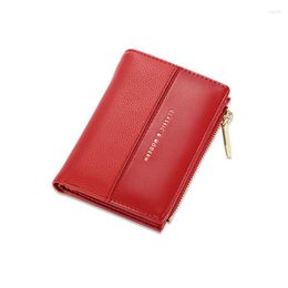 Wallets Ladies' Purse Short And Simple Ultra-thin Two-fold Zipper Multi Card Slots Girl's Leather Multi-functional Pocket