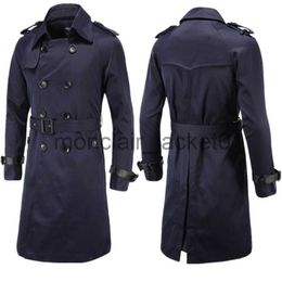 Men's Trench Coats 2023 Mens Spring Autumn Windbreak Overcoat Long Trench Coats with Belt Male Pea Coat Double Breasted Peacoat J230920