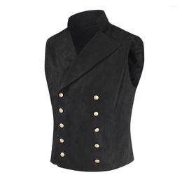 Men's Vests Fashion Double Breasted Cowboys Suit Vest V Neck Formal Big Button Comfortable Soft Sleeveless Costume Clothing For Men
