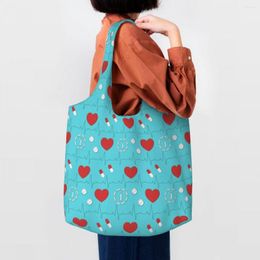 Shopping Bags Colourful Elements Groceries Tote Bag Women Health Care Nursing Canvas Shopper Shoulder Big Capacity Handbags