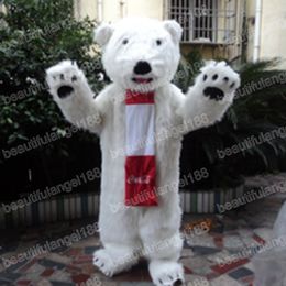 Halloween White Bear Mascot Costumes Simulation Top Quality Cartoon Theme Character Carnival Unisex Adults Outfit Christmas Party Outfit Suit