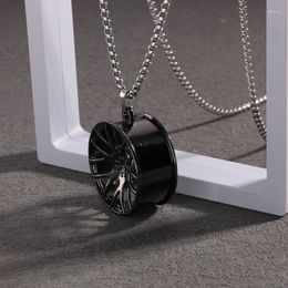 Chains Hip Hop SUV Car Hub Pendant Necklaces For Men Cool Black Stainless Steel Chain Retrofitting Wheels Choker Fashion Man's Jewellery