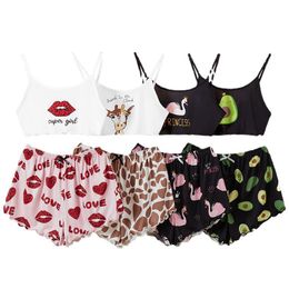 New sexy suspender shorts Pyjamas Women's Sleep summer set nightwear European and American home wear two-piece set