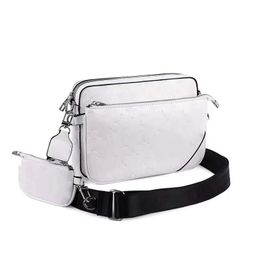 Herren Luxus TRIO Designer-Handtaschen Geldbörse Umhängetasche Herrentasche weiß geprägt dreiteilige One-Shoulder-Kuriertasche Damentasche