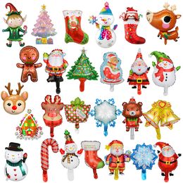 Christmas Supplies Cartoon Balloon Santa Claus Elk Snowman Middle Size Multi Styles Aluminium Foil Decorative Balloons Christmas Theme Party Decorations Props