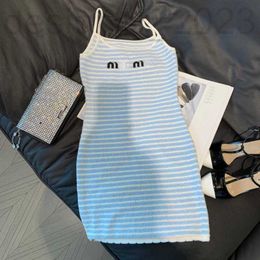 Basic & Casual Dresses Designer dresses designer dress miu knitted halter sexy strip bikini print temperament slim skirt teddy for woman women t shirt tees HQDV