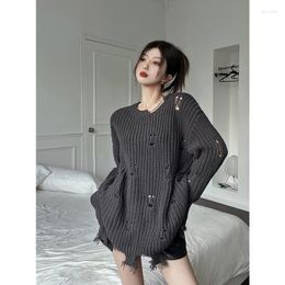 Women's Sweaters Korean Fashion Casual Style Pullover Women Autumn Versatile Loose Vintage Lazy Knitted Long Sleeve Sweater Top T-shirt