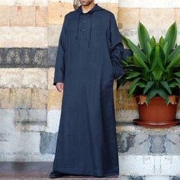 Ethnic Clothing Muslim Robe Hoodies Kaftan Dressing Mens Saudi Arab Dubai Long Sleeve Thobe Arabic Islamic Jubba Man 2021334o