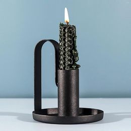 Candle Holders Retro Wrought Iron Black Candlestick For Taper Candles Modern Minimalism Home Wedding Christmas Ornaments