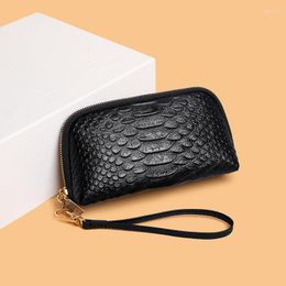 Cosmetic Bags Women's Handbag Leather Crocodile Pattern Zipper Long Wallet Mobile Zero Cowhide Small Bag Women
