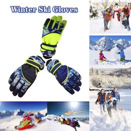 Ski Gloves 5 8 Years Old Winter Cartoon Full Finger Windproof Mittens Snowboarding Skiing Accessories 230920