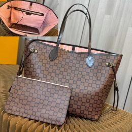 2023 tote bag designer bag Handbags Purses Genuine Leather Women Purse Fashion Shoulder Bags Flower Checkers Grid Serial Numbe MM