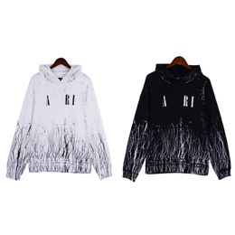 Men's Hoodies Line contrast crack letter printed hoodie sweater with soft loops and thick threads
