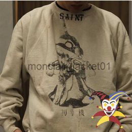 Men's Hoodies Sweatshirts Saint Michael Sweatshirts Men Women Oversize Hoodie Portrait Hole Crewneck J230920