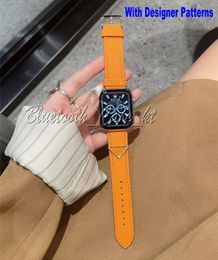 Fashion Designer Watchband Straps for Apple Watch 9 8 7 6 5 4 3 2 1 SE8 Business Leathers Bracelet for iwatch 49mm 45mm 44mm 42mm 41mm 40mm 38mm P Triangular pattern Strap