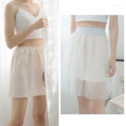 Women's Sleepwear Summer Intimates Casual Mini Lined Skirts Elastic Slips Underskirt Ladies Basic Half Petticoat