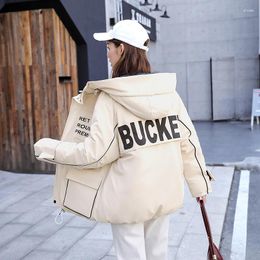 Women's Trench Coats Plus Size Women Thick Jacket Nice Winter Fashion Parka Korean Style Loose Hooded Letter Print Casual Coat Femme