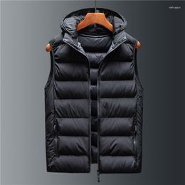 Men's Vests 117kg 10XL Hat Detchable Winter Vest Silk-Like Cotton Waistcoat Sleeveless Jacket Autumn Outwear Plus Size Coats 805