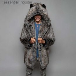 Women's Fur Faux Fur European and American New Faux Fur Coat Men Winter Leisure Warm Marten Overcoats Male Long Type Hooded Coat Fur L230920