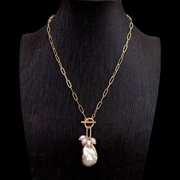 Chokers YYING White Keshi Pearl Pendant Gold Plated Chain Necklace Simple Gift Natural Jewellery Dropship 230920