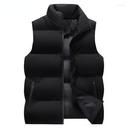 Men's Vests 2023 Men' Vest Jackets Warm Sleeveless Male Cotton Padded Coats Men Stand Collar Casual Waistcoats Clothing L67