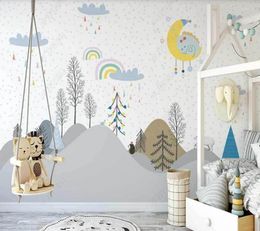 Wallpapers Custom Papel Parede Hand-painted Woods Small Animals Simple Cloud Children's Room For Living Bedroom Decoration Wallpaper