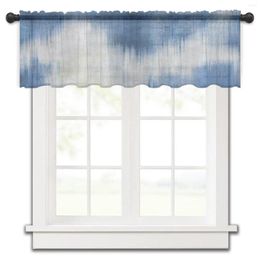 Curtain Abstract Modern Line Blue Kitchen Small Window Tulle Sheer Short Bedroom Living Room Home Decor Voile Drapes