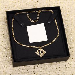 2023 Luxury quality Charm square shape hollow design Pendant necklace with diamond in 18k gold plated have box Stamp PS7285B246f