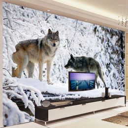 Wallpapers 3D Wallpaper Modern Simple Animal Wolf Snow Landscape Po Mural Living Room TV Sofa Backdrop Wall Painting Papier Peint Enfant