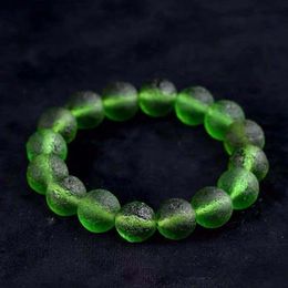 7 9 11 13mm Authentic MOLDAVITE Stretch Bracelet Natural Crystal Unisex Jewellry Energy Meteorite Stone Healing FS-37KP Beaded St297T